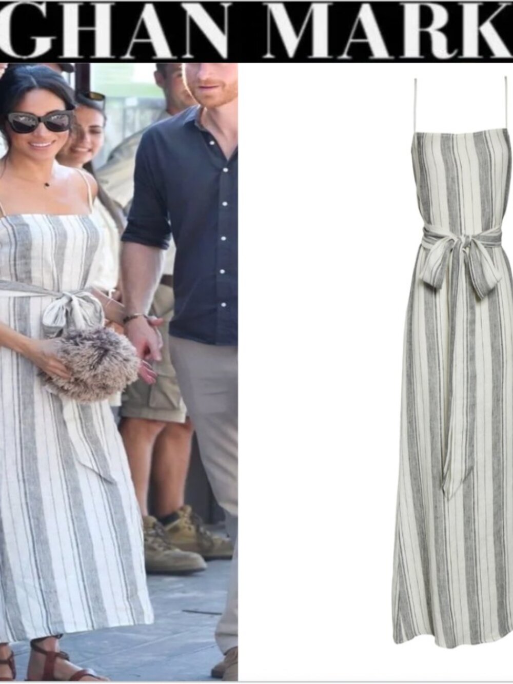 Reformation $218 “Pineapple' Markle Striped 100% Linen Dress (WITH BELT) XS